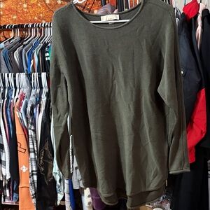 MICHAEL Michael Kors Women’s Olive Green Waffle Knit Long Sleeve Top Boat Neck